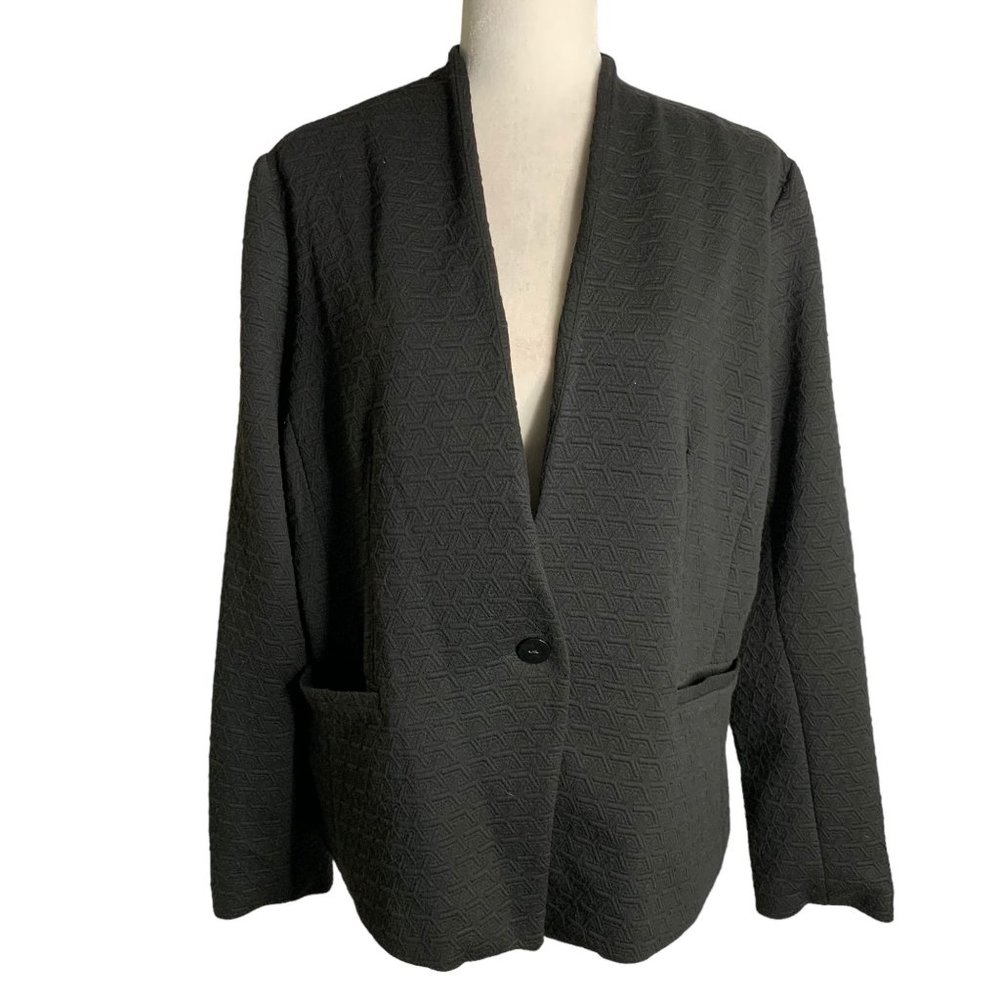 Fenn Wright Manson Textured Blazer Jacket XL Black Lined Pockets Button NEW